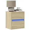 Image de Table de chevet murale avec lumières LED chêne sonoma
