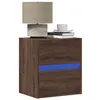 Image de Table de chevet murale avec lumières LED chêne marron