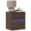 Image de Tables de chevet murales avec lumières LED 2 pcs chêne marron