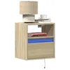 Image de vidaXL Tables de chevet murales avec lumières LED 2 pcs chêne sonoma, table de chevet flottante, support de téléphone, table 3307980