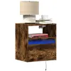 Image de Tables de chevet murales avec lumières LED 2 pcs chêne fumé