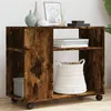 Image de vidaXL Table d'appoint avec roues chêne fumé bois d'ingénierie 853150