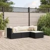 Image de Salon de jardin modulable Vidaxl rotin noir 4 pieces x 63 x 57.5 4 personnes
