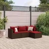 Image de Salon de jardin modulable Vidaxl resine tressee 4 pieces marron 63.0 x 63 x 57