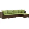 Image de Salon de jardin modulable Vidaxl 5 pieces marron resine tressee 63 x 63 x 57.5 cm