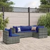 Image de vidaXL Salon de jardin 5 pcs avec coussins Gris Résine tressée, ensemble de canapés d'extérieur, canapé d'angle de jardin, 3308159