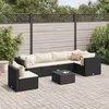 Image de Salon de jardin modulable vidaxl noir 7 pieces rotin 63 x 63 x 57.5 cm