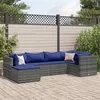 Image de vidaXL Salon de jardin 6 pcs avec coussins Gris Résine tressée, ensemble de canapés d'extérieur, canapé d'angle de jardin, 3308215