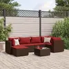 Image de vidaXL Salon de jardin avec coussins 7 pcs marron résine tressée, ensemble de canapés d'extérieur, canapé d'angle de jardin, 3308221