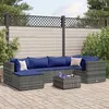 Image de vidaXL Salon de jardin 7 pcs avec coussins Gris Résine tressée, ensemble de canapés d'extérieur, canapé d'angle de jardin, 3308223