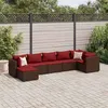 Image de vidaXL Salon de jardin avec coussins 7 pcs marron résine tressée, ensemble de canapés d'extérieur, canapé d'angle de jardin, 3308229