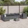 Image de vidaXL Salon de jardin 8 pcs avec coussins Gris Résine tressée, ensemble de canapés d'extérieur, canapé d'angle de jardin, 3308234