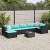 Image de Salon de jardin modulable vidaxl 8 pieces rotin noir 63 x 63 x 57.5 cm