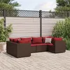 Image de vidaXL 6-delige Loungeset met kussens poly rattan bruin3308253