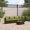 Image de Salon de jardin modulable vidaxl resine tressee 5 pieces marron 63 x 63 x 57 cm