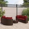 Image de GENERIQUE Salon de jardin modulable - Lot de 7 pièces - 1 table, 1 canapé - Résine tressée marron