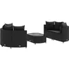 Image de Salon de jardin modulable GENERIQUE resine tressee 5 pieces noir 63 x 63 x 57 cm