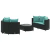 Image de Salon de jardin modulable - Lot de 5 pieces - Resine tressee - Noir - 63x63x57 cm