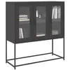 Image de vidaXL Buffet noir 100,5x39x107 cm acier laminé à froid, meuble de rangement, meuble de rangement de cuisine, meuble de 853404
