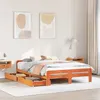 Image de vidaXL Cadre de lit sans matelas cire marron 140x200cm bois pin massif, sommier, cadre de lit double, cadre de lit en bois 3309040