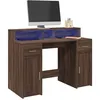 Image de Bureau et lumières LED chêne marron bois d ingénierie