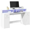 Image de Bureau avec lumières LED blanc 160x55x91 cm bois d ingénierie