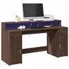 Image de Bureau et lumières LED chêne marron bois d ingénierie