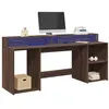 Image de Bureau et lumières LED chêne marron bois d ingénierie