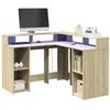 Image de Bureau avec lumières LED chêne sonoma bois d ingénierie