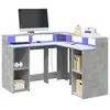 Image de Bureau et lumières LED gris béton 130x130x91cm bois ingénierie