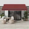 Image de vidaXL Auvent manuel rétractable avec LED bordeaux 400x300 cm, auvent, auvent de porte, auvent de jardin, store, auvent de terrasse, auvent de porche