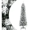 Image de vidaXL Sapin de Noël artificiel mince avec neige floquée 180 cm PVC/PE, arbre de Noël artificiel, arbre artificiel, ornement 4019687