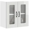 Image de vidaXL Armoire murale de cuisine avec porte vitrée "Kalmar" Bois d'ingénierie blanc brillant 853669