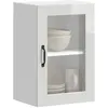 Image de vidaXL Armoire murale cuisine avec porte en verre Porto blanc brillant 854009