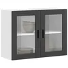 Image de vidaXL Armoire murale de cuisine avec porte en verre Porto noir, meuble mural de cuisine, armoires murales avec portes, 854088