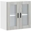 Image de vidaXL Armoire murale de cuisine avec porte en verre Porto sonoma gris 854153