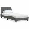 Image de vidaXL Lit avec matelas gris foncé 80x200 cm tissu, meuble de chambre à coucher, lit simple, lit à panneaux, sommier, lit 3310490