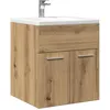 Image de Armoire lavabo de salle de bain chêne artisanal bois ingénierie