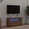 Image de vidaXL Meuble TV avec lumières LED chêne artisanal bois d'ingénierie, support TV, meuble multimédia, console TV, meuble 856317