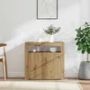 Image de vidaXL Buffet avec lumières LED chêne artisanal bois d'ingénierie, armoire de buffet, armoire de rangement, armoire de 856362