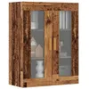 Image de vidaXL Armoire murale suspendue vieux bois 69,5x34x90 cm, armoire suspendue, armoire d'exposition murale, armoire en verre 857043