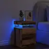 Image de Vidaxl Table de Chevet Avec LED, Bois Vieilli, 35x39x55 cm