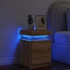 Image de vidaXL Table de chevet avec LED chêne artisanal bois d'ingénierie, meuble de chevet, table d'appoint, armoire de lit, 857656