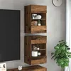 Image de vidaXL Meubles muraux avec lumières LED pour TV 2 pcs vieux bois 40x30x60,5cm, meuble TV flottant, meuble multimédia mural, 857680