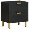 Image de vidaXL Table de chevet noir 40x33x46 cm bois de manguier solide, armoire de chevet, armoire de lit, table d'appoint pour 4017646