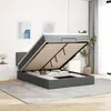 Image de vidaXL Lit ottoman avec matelas gris foncé 140x190 cm tissu, lit, lit capitonné, lit ottoman double, lit avec rangement 3312223