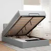 Image de vidaXL Lit ottoman avec matelas gris clair 120x200 cm tissu, lit, lit capitonné, lit ottoman double, lit avec rangement 3312381