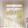 Image de vidaXL Rideaux en voile avec oeillets 2 pcs sable, rideau en filet, rideau transparent, voile de fenêtre, traitement de 4102121