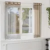 Image de vidaXL Rideaux en voile avec oeillets 2 pcs marron clair, rideau en filet, rideau transparent, voile de fenêtre, traitement 4102126
