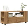 Image de vidaXL Meuble TV avec roulettes chêne artisanal bois d'ingénierie, support TV, meuble télé, meuble multimédia, banc TV, 855991